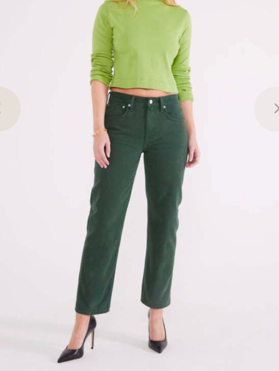 Etica Denim - NWT Etica Rhea Denim Pants Straight Leg High Rise Size 31 Dark Green